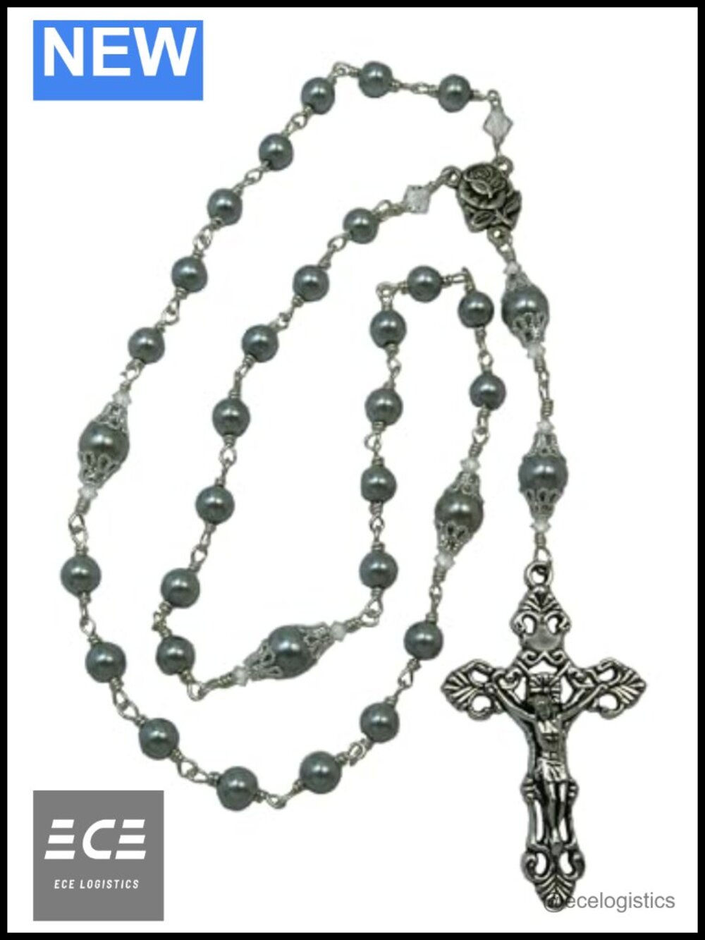 Handmade Anglican Rosary Silver Shell Pearl Wire Wrapped Religious